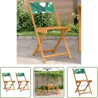 The Living Store Acacia Hout - Bistrostoelen - Bistrostoelen 2 st bladpatroon massief acaciahout en stof - Tuinstoel - Buitendecoratie - Terrasmeubel