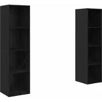 Syfax Tv-meubelset 2 pcs Zwart 37 x 37 x 142,5 cm Bewerkt hout