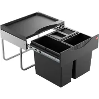 Hailo Tandem S afvalsysteem vanaf kastbreedte 50cm zwart 28 liter (12+8+8, 1x 8L met deksel)
