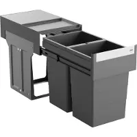 Hailo Tandem afvalsysteem vanaf kastbreedte 40cm donker grijs 26 liter (2 x 13 liter)