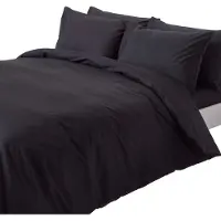 Homescapes Dekbedovertrek 200x200 cm Tweepersoons – Zwart – 100% Egyptisch Perkal Katoen – 200 TC – Inclusief 2 Kussenslopen