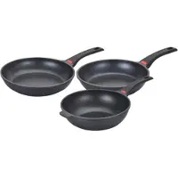 Baumalu Set van 3 koekenpannen - Alle kookplaten inclusief inductie - - Gegoten aluminium - Antiaanbaklaag - 3 stuks - Zwart