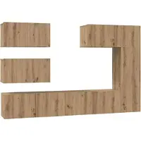Syfax Tv-meubelset 6 st Artisan Eiken Bewerkt hout