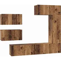 Syfax Tv-meubelset Wandgemonteerd 6 pcs Oud Hout Bewerkt hout