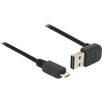DeLOCK Micro USB naar Easy-USB-A haaks (boven/beneden) kabel - USB2.0 - tot 2A / zwart - 1 meter
