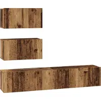 Syfax Tv-meubelset Wandgemonteerd 4 pcs Oud hout Bewerkt hout