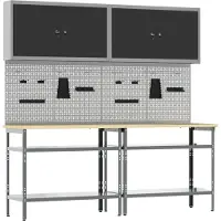 Syfax Werkbankset 8 st Zwart en Grijs Gepoedercoat staal