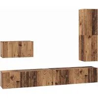 Syfax Tv-meubelset met lade 4 pcs Oud Hout Bewerkt hout