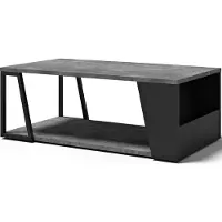 Temahome Albi salontafel, B 1000 x D 550 x H 360 mm, metalen frame/blad gemelamineerd, betonlook/zwart
