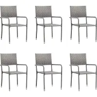 Syfax Tuinstoelen 6 st stapelbaar poly rattan grijs