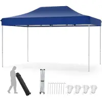 Costway 3x4,5 meter opvouwbare paviljoen, pop-up paviljoen met verstelbare hoogte, inclusief transporttas, 4 touwen, 8 haringen, tuinpaviljoen, partytent, waterdicht, blauw