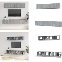 vidaXL 5-delige Tv-meubelset bewerkt hout grijs sonoma eikenkleurig - Tv-kast - Tv-kasten - Tv-meubel - Hifi-meubel