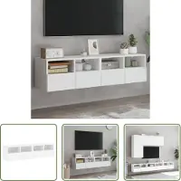 The Living Store Tv Kast - Tv-wandmeubels - Tv-wandmeubels 2 st 60x30x30 cm bewerkt hout wit - Houten Tv Meubel - Wit Tv Meubel - Compact Tv Meubel