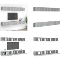 vidaXL Tv-meubelen 8 st 60x30x30 cm bewerkt hout grijs sonoma eiken - Tv-kast - Tv-kasten - Tv-meubel - Tv-meubel Met LED-verlichting