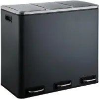 Karat Afvalbak Keuken Felix - 3 x 18 L - Antraciet - 2-Voudig Afvalscheidingssysteem - Pedaalemmer Keuken - Soft-Close & Luchtdicht - Kunststof Binnenemmer - Met Klapdeksel