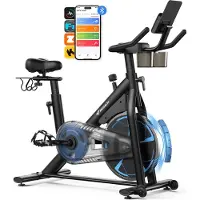Merach Magnetische Hometrainer - Vliegwiel 8 kg - 8 Niveaus Vloeibare Weerstand - LCD-scherm - Maximaal Gewicht 120 kg - Stil