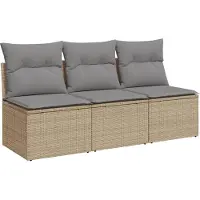 Syfax Tuinbank 3-zits met kussens poly rattan beige