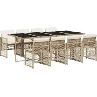 vidaXL 9-delige Tuinset met kussens poly rattan beige