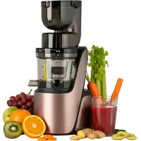 4Swiss BM105 Roze Goud Slow Juicer - Koudperssapcentrifuge, elektrisch, voor fruit en groenten, met extra grote vulopening, 400W, BPA-vrij, smoothie maker