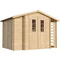 Timbela Holzhaus: Tuinhuis + Houtopslag + Fundament. Behandeld met M389C + M389G - 3,53 + 0,97 + 0,97 m2