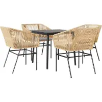 Syfax 5-delige Tuinset met kussens poly rattan glas bruin