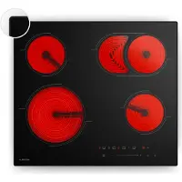Klarstein keramische kookplaat - 60 cm, 4-zones, elektrische kookplaat met touch slider, 6700 W, timer, kinderslot, restwarmte-indicator, glazen oppervlak, minimalistisch design voor moderne keukens