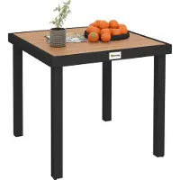 Outsunny Gartentisch Aluminium, Kunststoff Naturholz