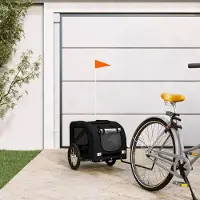 Prolenta Maison Exclusive - Fietsaanhanger voor honden, zwart, gemaakt van Oxford-stof en metaal