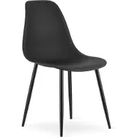 Leobert Stoel WAT – Zwart, Zwarte Metalen Poten, Kunststof Zitting – Modern en Ergonomisch – Geschikt voor Eetkamer, Woonkamer, Keuken, Thuiswerkplek, Kantine en Wachtruimte – Eenvoudige Montage