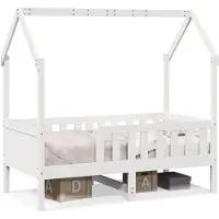 Prolenta Maison Exclusive - Kinderbed, huisbedmodel, wit, 80x160 cm, massief grenenhout