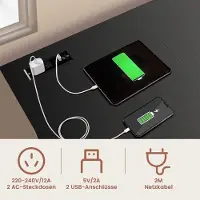 Northix Bureau. Hoekbureau in L-vorm met lades en USB-poorten. Afmetingen: 120 x 120 x 75 cm. Kleur: zwart