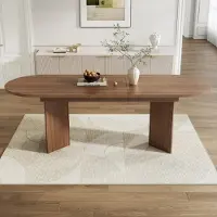 Flieks ovale eettafel, keukentafel met uitschuifbaar tafelblad, eettafel voor 4-8 personen, 160-200x90x75cm, notenhout