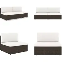 vidaXL Tweezitsbank sectioneel poly rattan bruin - Tuinbank - Tuinbanken - Sectionele Bank - Sectionele Banken