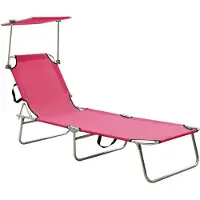 Syfax Ligbed inklapbaar met luifel aluminium roze