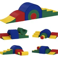 AIYAPLAY Kinder Speelset van Zacht Schuim Kunstleer, EPE-schuim 181L x 39B x 44H cm Rood+Groen+Blauw+Geel