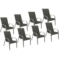 Happy Garden Set van 8 MARBELLA grijs textilene stoelen - grijs aluminium