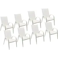 Happy Garden Set van 8 MARBELLA wit textilene stoelen - wit aluminium