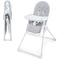 Kinderkraft BINCI Kinderstoel - Voor Baby’s en Peuters - 3‑voudig Verstelbare Rugleuning, 5‑Punts Gordel, Opvouwbaar en Lichtgewicht - Lichtgrijs