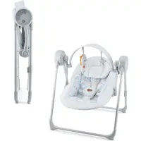 Kinderkraft SWINGEE Elektrische Babyschommel en Wipstoel - 5 Snelheden, 8 Melodieën, Timer 8/15/30 min - 2 Zitposities, Veiligheidsharnas - Grijs