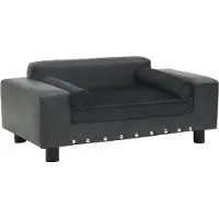 Syfax Hondenbank 81x43x31 cm pluche en kunstleer donkergrijs