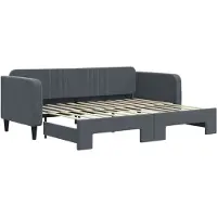 vidaXL Slaapbank met onderschuifbed 90x200 cm fluweel donkergrijs