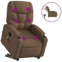 Syfax Sta-op-massagestoel elektrisch verstelbaar stof bruin
