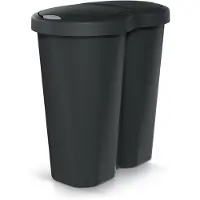 Prosperplast Compacta R Duo NDRF40-S411 -Afvalmand - Prullenbak 40L - één vak twee deksels - Zwart