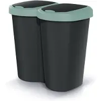 Prosperplast Compacta B Duo - Prullenbak - 40L - één compartiment twee deksels - Zwart / Groen