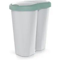 Prosperplast Afvalbak Compacta R Duo, groen/antraciet, inhoud 40 liter, één compartiment, twee deksels. Modelnummer: NDRF40-5575C_427C