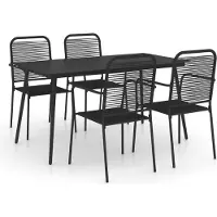 vidaXL 5-delige Tuinset katoenen touw en staal zwart