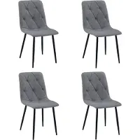 Leobert 4 stuks - Stoelen Libra, bekleed met donkergrijs stof, met zwarte poten
