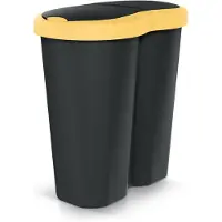 Prosperplast Compacta R Duo NDRF40-1215C_S411 -Afvalmand - Prullenbak 40L - één vak twee deksels - Geel / Zwart
