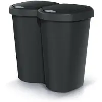 Prosperplast Compacta B Duo - Prullenbak - 40L - één compartiment twee deksels - Zwart