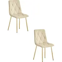 Leobert Fauteuil - - Model Libra - Lichtbeige veloursstof / Goudkleurige poten - 45 x 54 x 86,5 cm - Set van 2